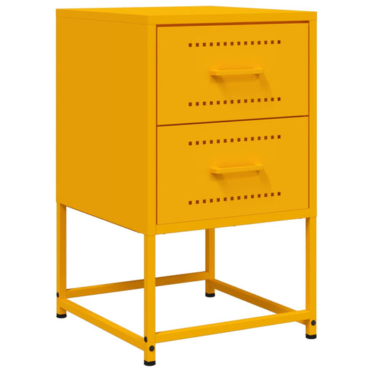 vidaXL Bedside Cabinet Mustard Yellow 36x39x60,5 cm Steel