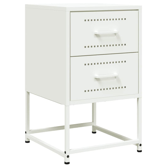 vidaXL Bedside Cabinet White 36x39x60,5 cm Steel