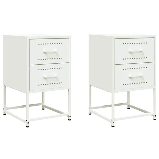 vidaXL Bedside Cabinets 2 pcs White 36x39x60,5 cm Steel