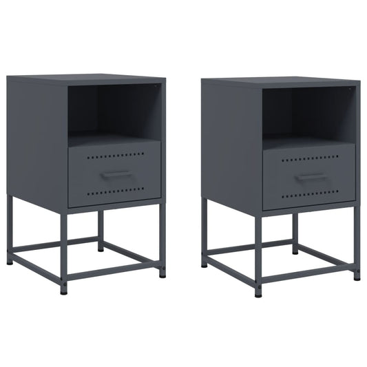 vidaXL Bedside Cabinets 2 pcs Anthracite 36x39x60.5 cm Steel
