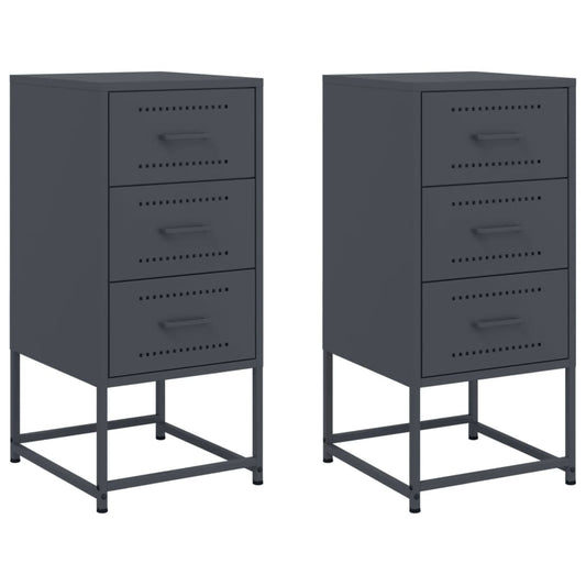 vidaXL Bedside Cabinets 2 pcs Anthracite 36x39x78 cm Steel