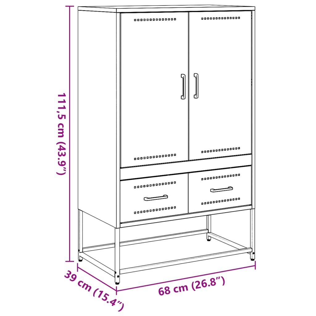 vidaXL Highboard Black 68x39x111,5 cm Steel