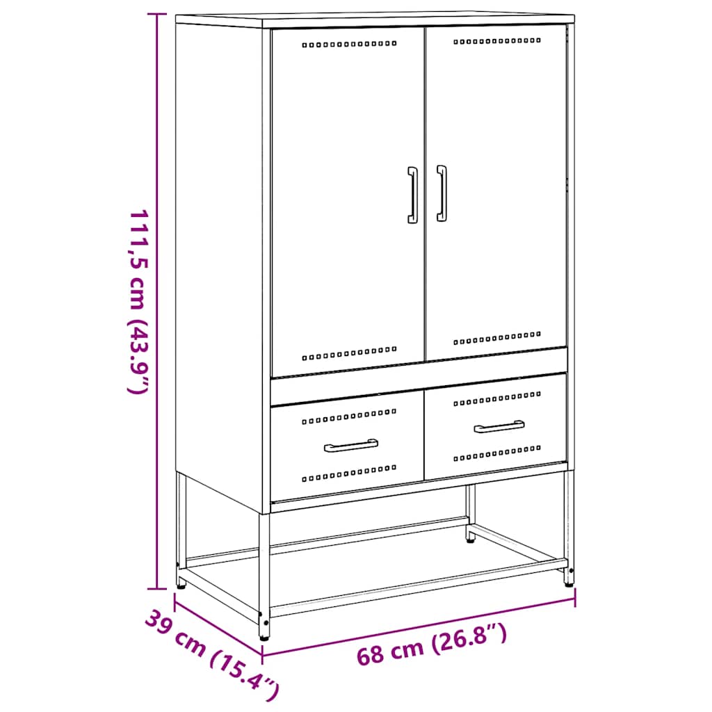 vidaXL Highboard Anthracite 68x39x111.5 cm Steel