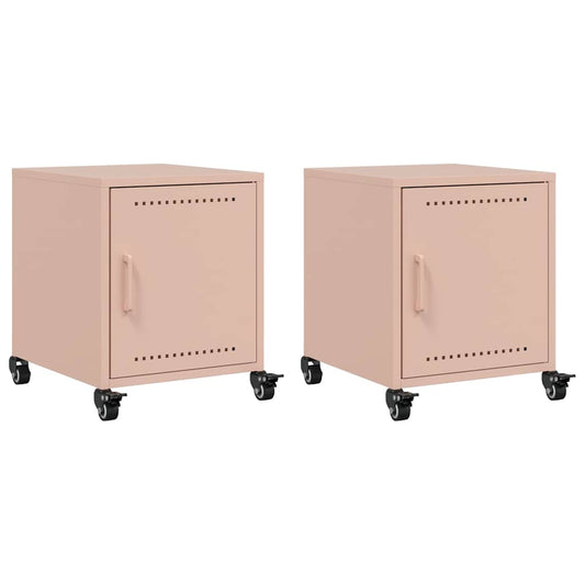 vidaXL Bedside Cabinets 2 pcs Pink 36x39x43,5 cm Steel