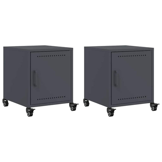 vidaXL Bedside Cabinets 2 pcs Anthracite 36x39x43,5 cm Steel
