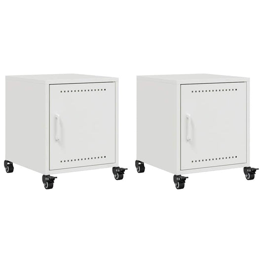 vidaXL Bedside Cabinets 2 pcs White 36x39x43,5 cm Steel