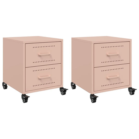 vidaXL Bedside Cabinets 2 pcs Pink 36x39x43,5 cm Steel