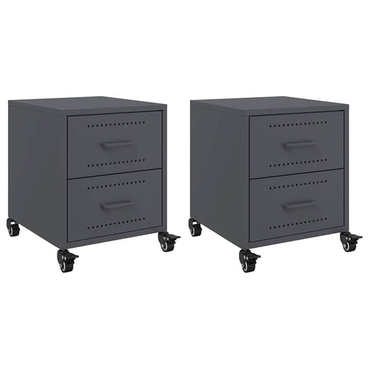 vidaXL Bedside Cabinets 2 pcs Anthracite 36x39x43,5 cm Steel