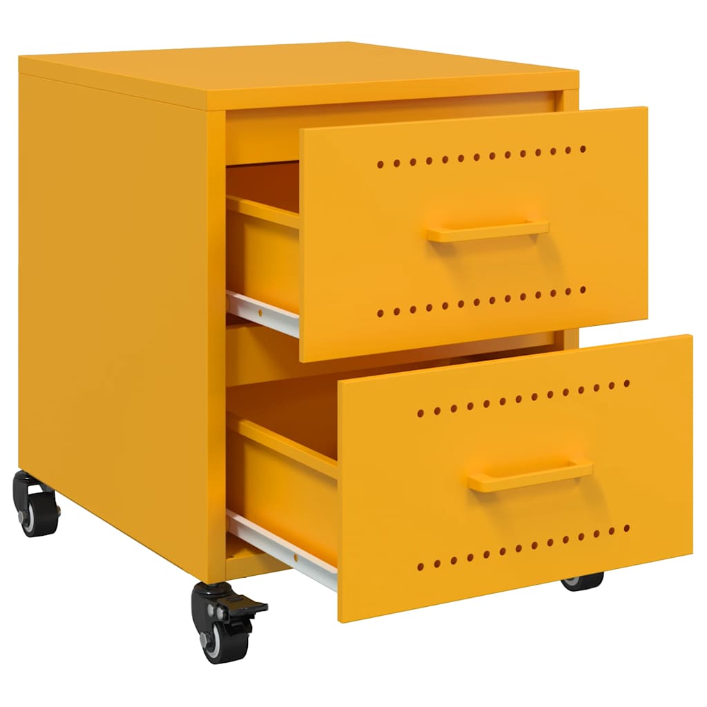 vidaXL Bedside Cabinet Mustard Yellow 36x39x43,5 cm Steel