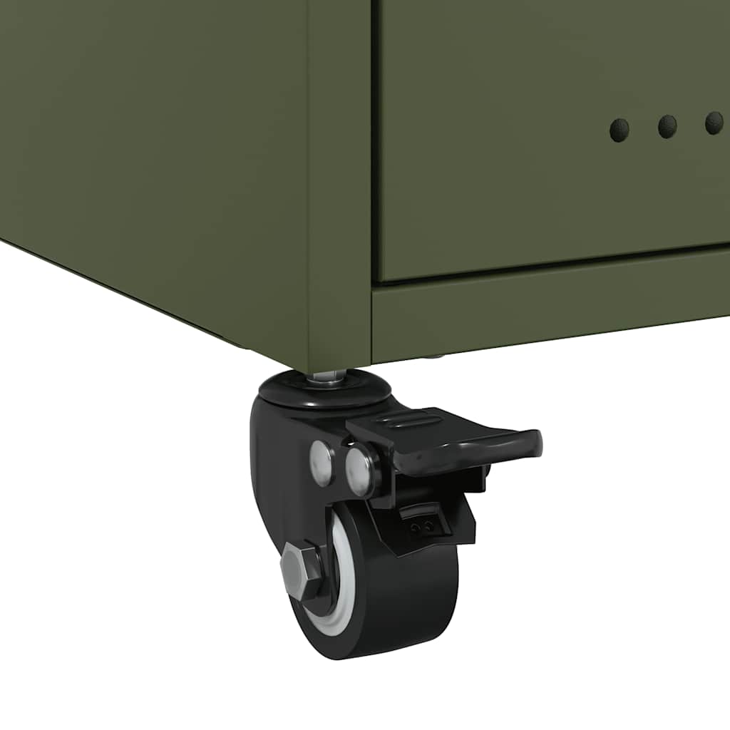 vidaXL Bedside Cabinets 2 pcs Olive Green 36x39x43.5 cm Steel
