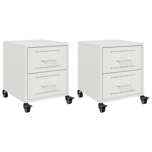 vidaXL Bedside Cabinets 2 pcs White 36x39x43,5 cm Steel
