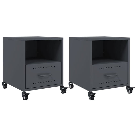 vidaXL Bedside Cabinets 2 pcs Anthracite 36x39x43,5 cm Steel