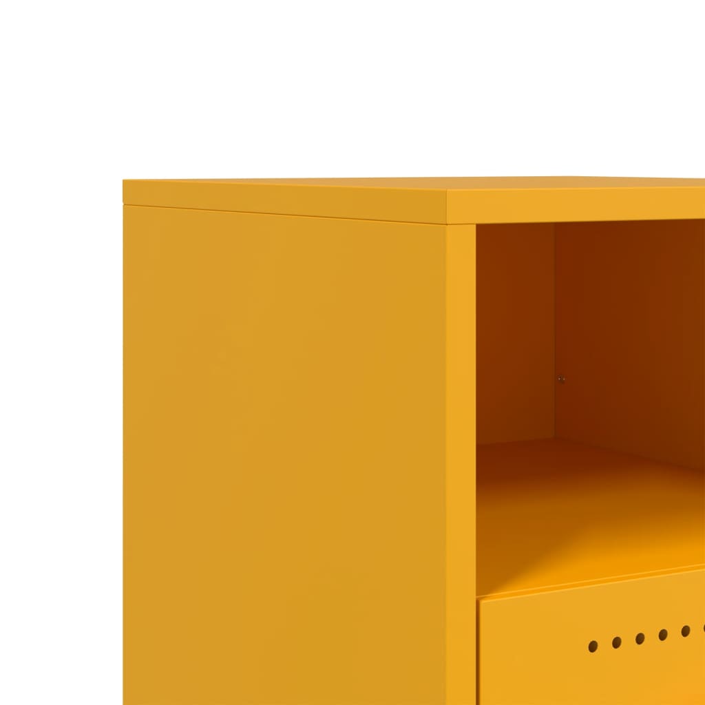 vidaXL Bedside Cabinets 2 pcs Mustard Yellow 36x39x43.5 cm Steel