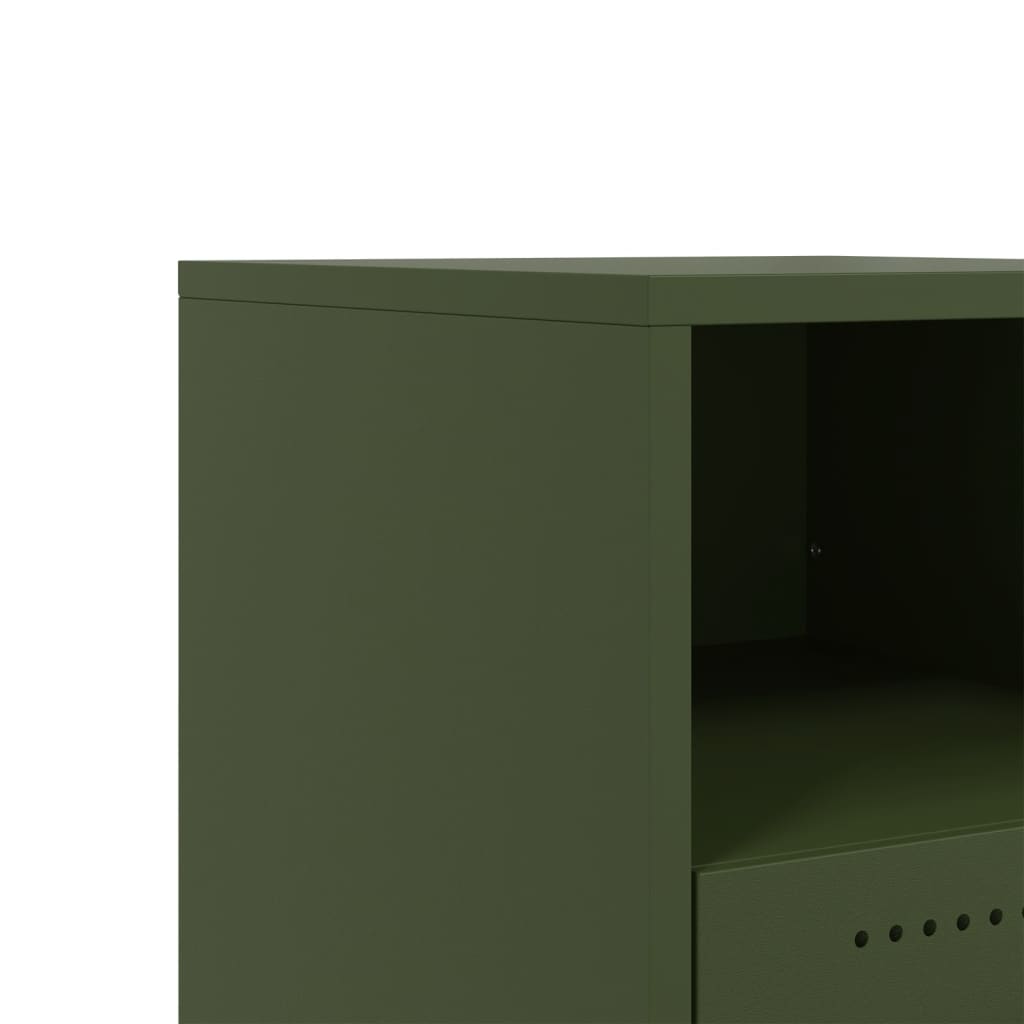 vidaXL Bedside Cabinets 2 pcs Olive Green 36x39x43,5 cm Steel