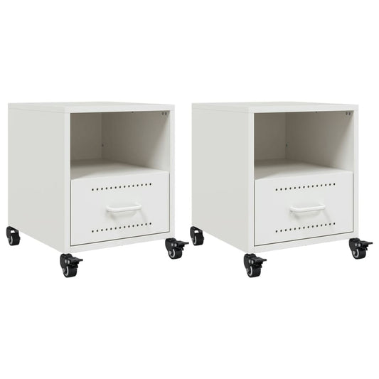 vidaXL Bedside Cabinets 2 pcs White 36x39x43,5 cm Steel