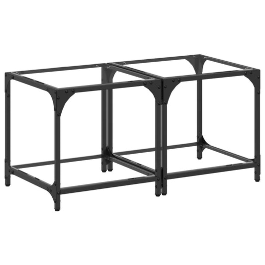 vidaXL Coffee Tables with Transparent Glass Top 2 pcs 40x40x40 cm Steel