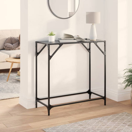 vidaXL Console Table with Black Glass Top 80x35x81 cm Steel