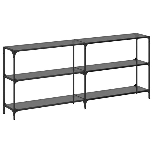 vidaXL Console Table with Black Glass Top 194,5x30x81 cm Steel