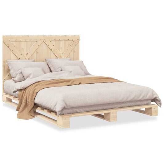 vidaXL Bed Frame | Natural Pine | Solid Pine Wood | Double | Durable | Bed Frame