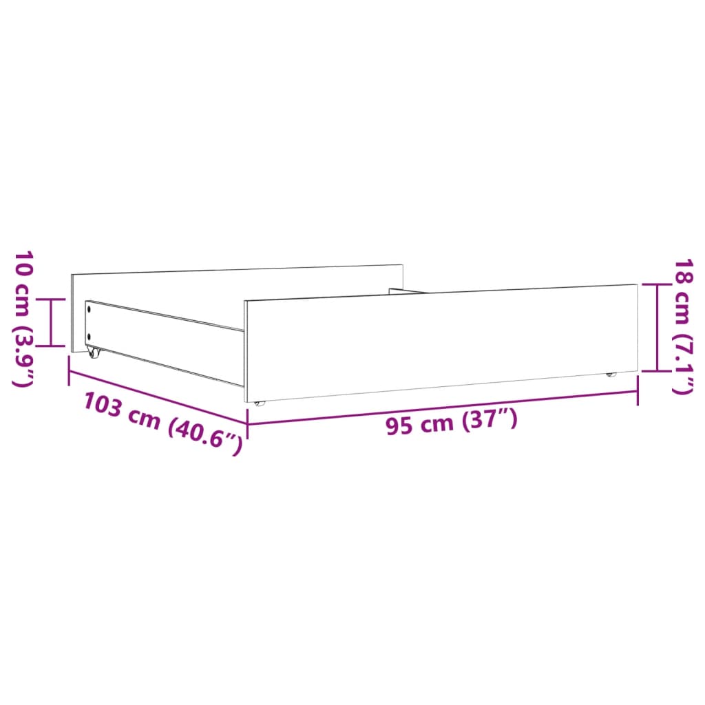 vidaXL Bed Drawers 2 pcs Wax Brown Solid Wood Pine