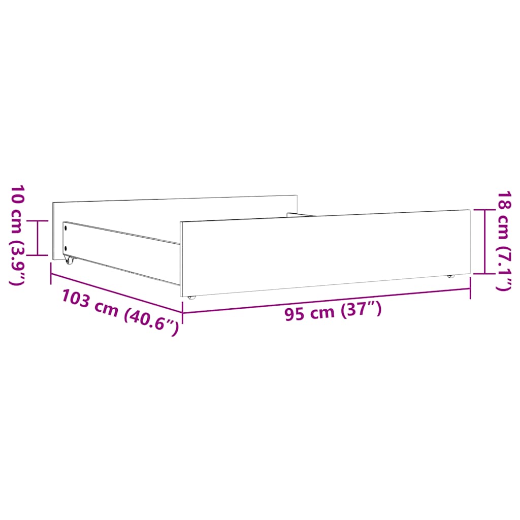 vidaXL Bed Drawers 2 pcs Wax Brown Solid Wood Pine