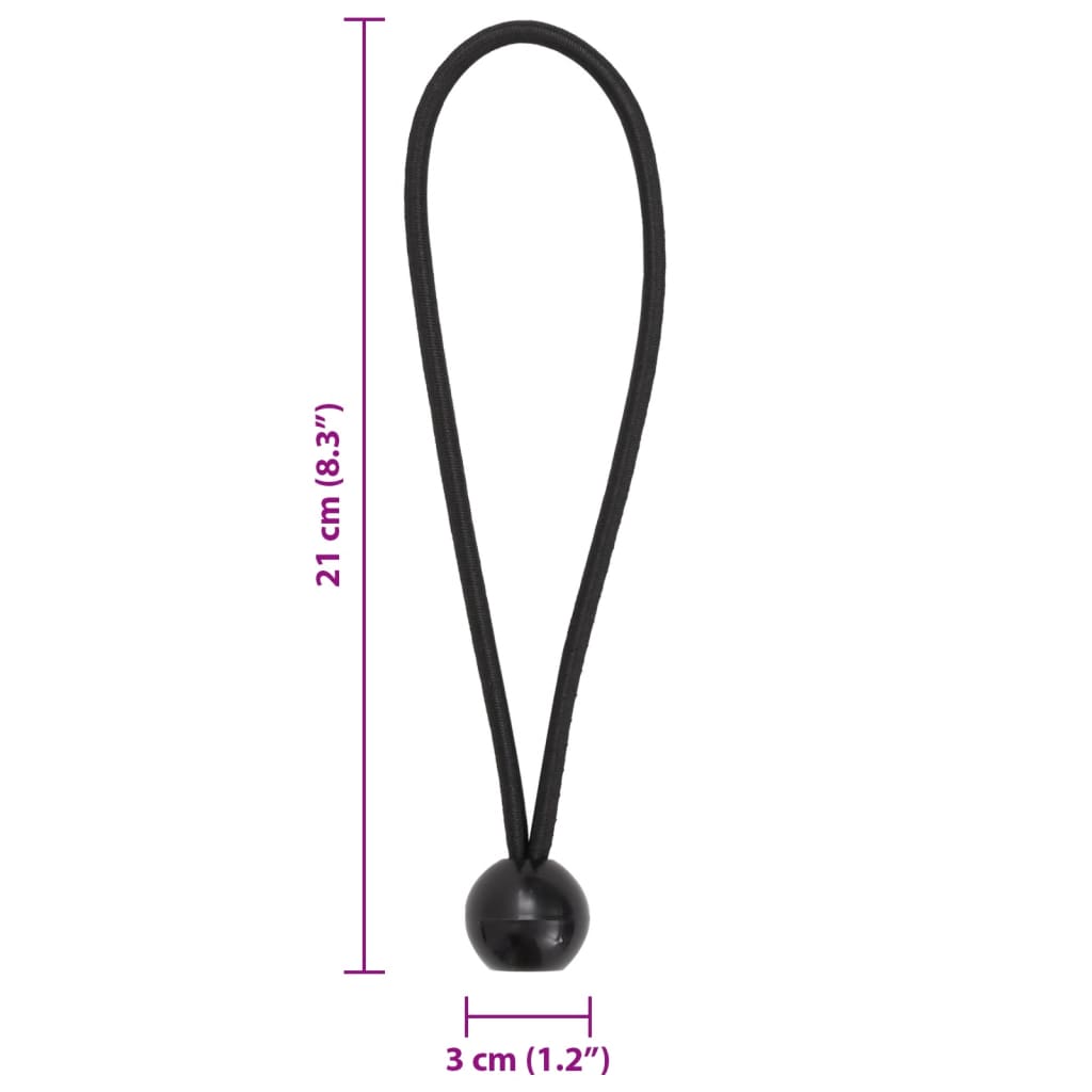 vidaXL Bungee Cords with Balls 50 pcs 21 x 0,5 cm