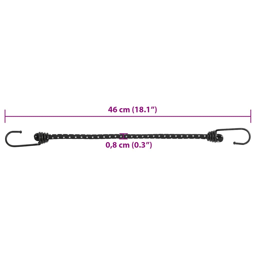vidaXL Bungee Cords with Reflective Strips and Hooks 25 pcs 46 cm