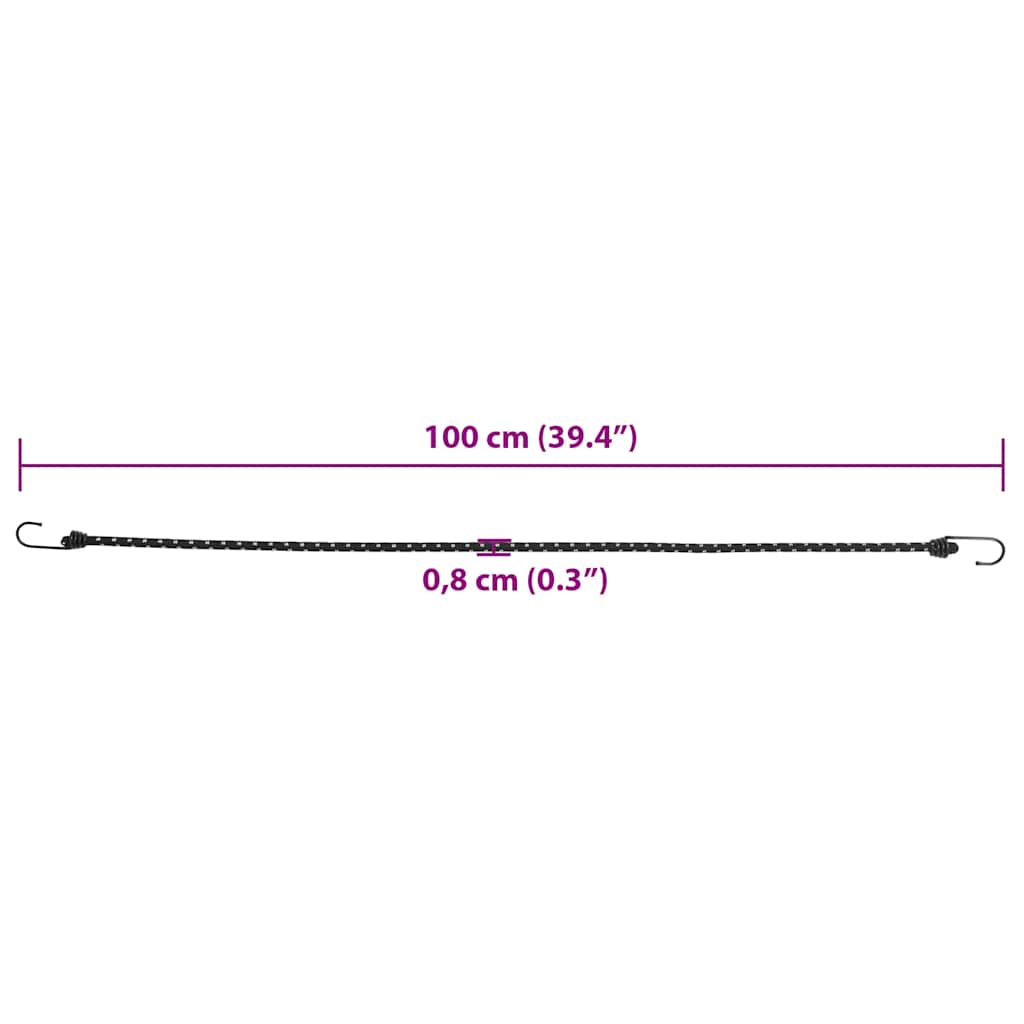 vidaXL Bungee Cords with Reflective Strips and Hooks 10 pcs 100 cm