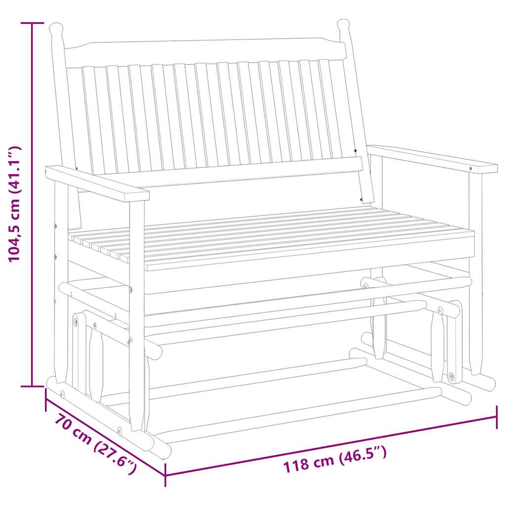vidaXL Glider Bench White 118x70x104.5 cm Solid Wood Poplar