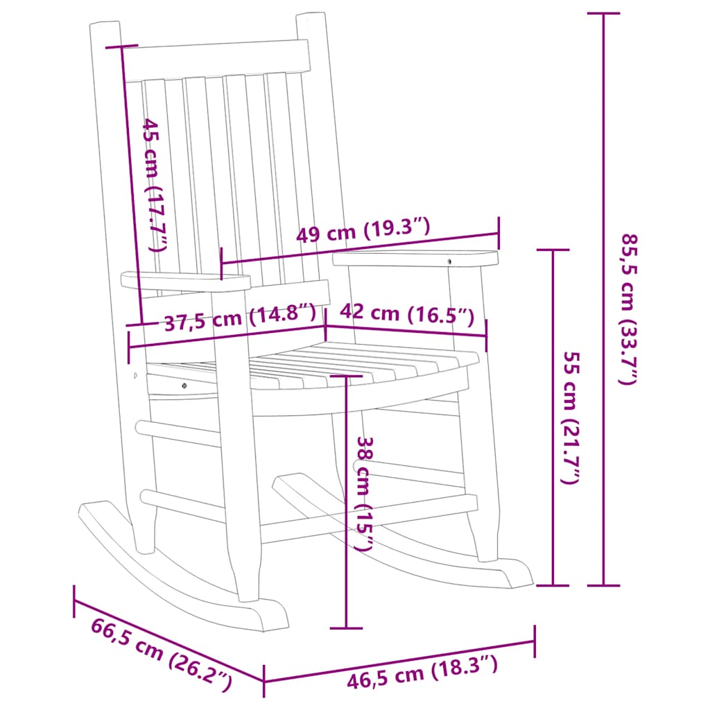 vidaXL Rocking Chair for Children Black Solid Wood Poplar