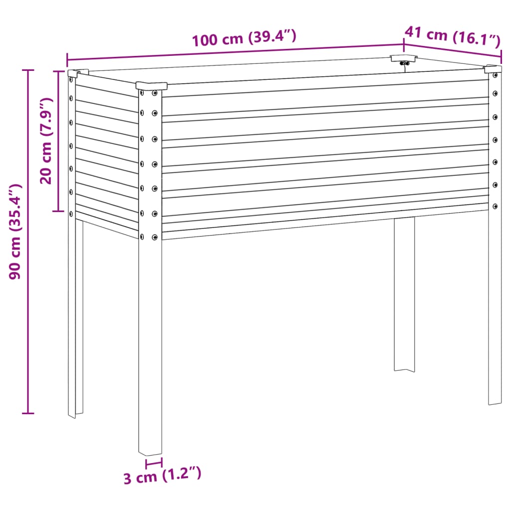 vidaXL Garden Planter 100x45x90 cm Galvanised Steel