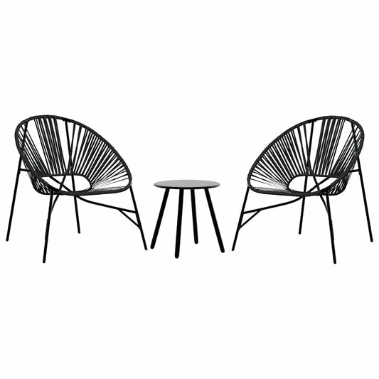 vidaXL Garden Chair Set 3 pcs Black Poly Rattan