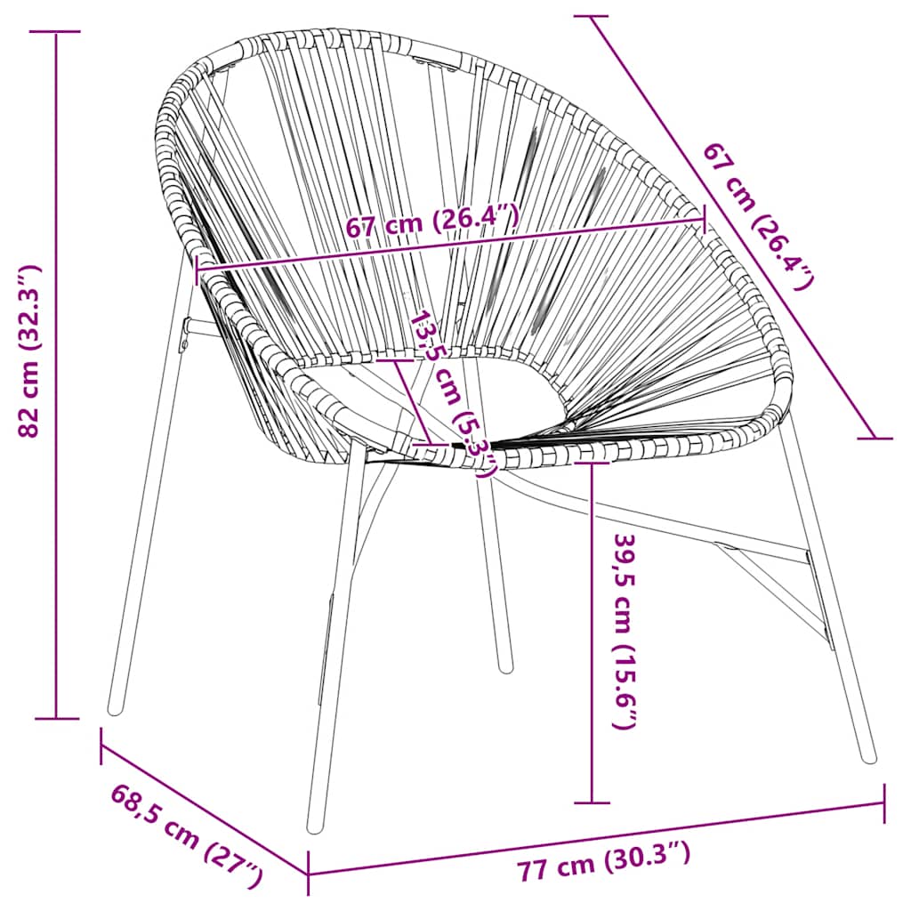 vidaXL Garden Chair Set 3 pcs Black and White Poly Rattan