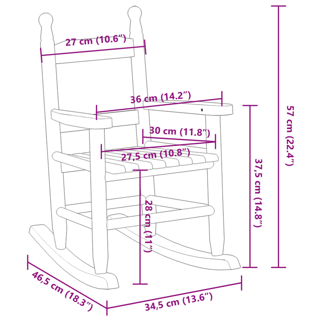 vidaXL Rocking Chairs for Children 2 pcs Black Solid Wood Poplar
