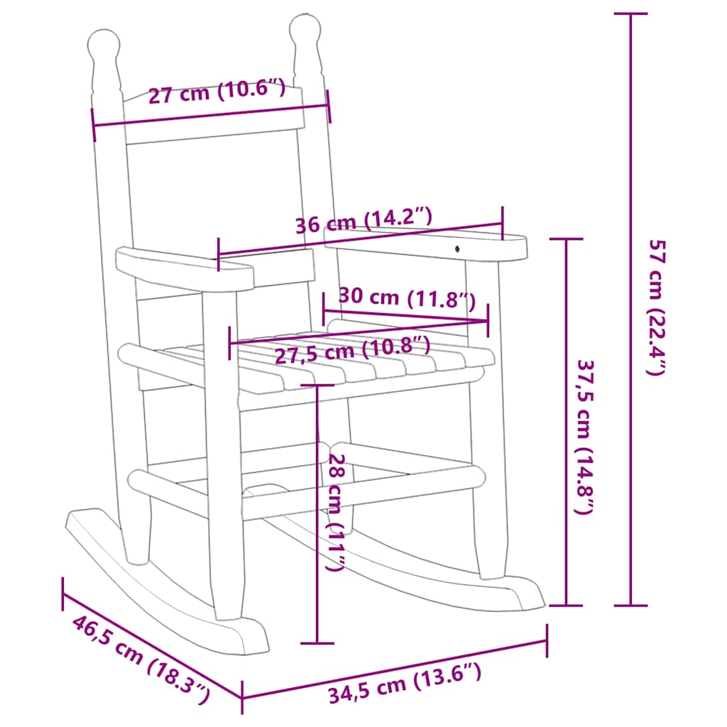 vidaXL Rocking Chairs for Children 2 pcs Black Solid Wood Poplar