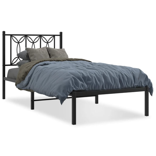 vidaXL Bed Frame | Black | Steel | Single | Bed Frame | Rectangular | Modern