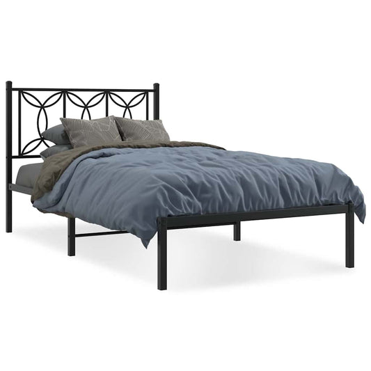 vidaXL Bed Frame | Black | Steel | Single | Rectangular | Modern | Durable