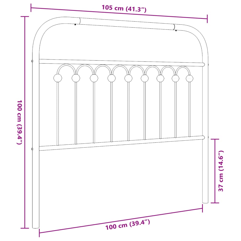 vidaXL Metal Replace Headboard Black 100 cm
