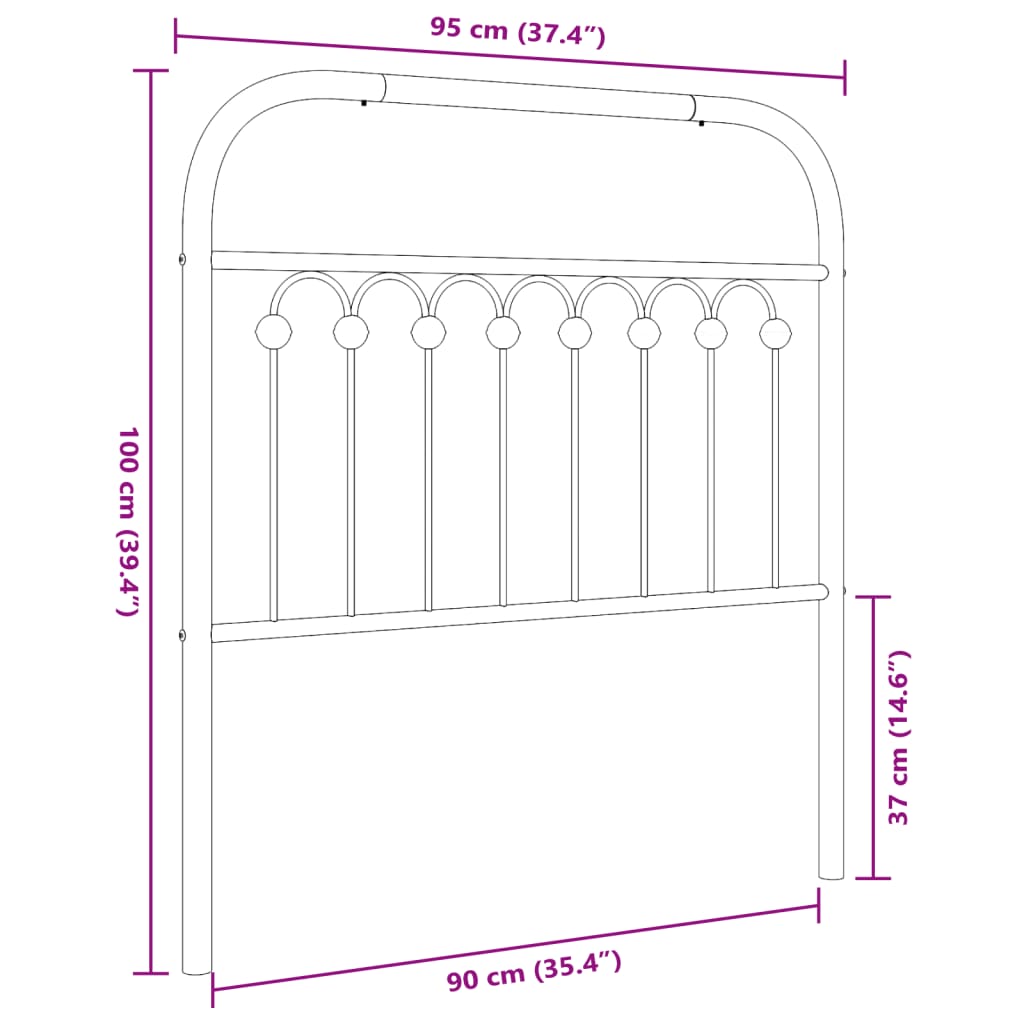 vidaXL Metal Replace Headboard White 90 cm