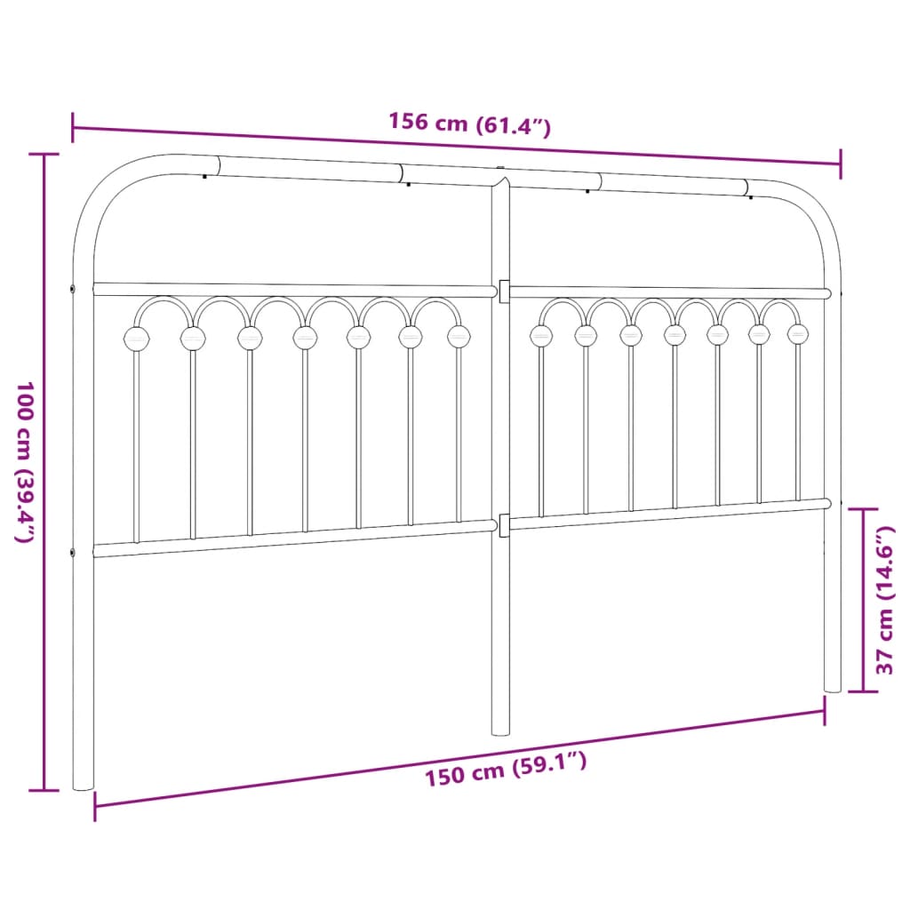 vidaXL Metal Replace Headboard White 150 cm
