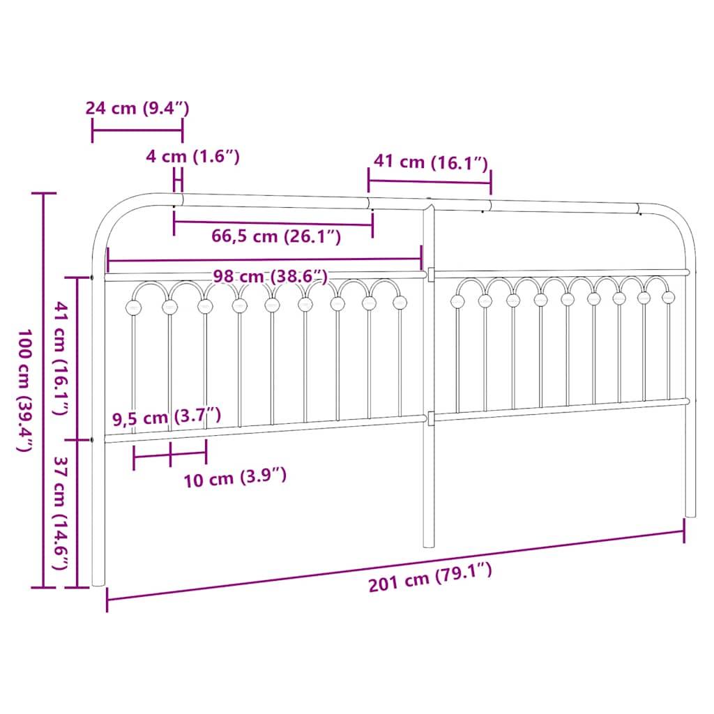 vidaXL Metal Replace Headboard White 200 cm