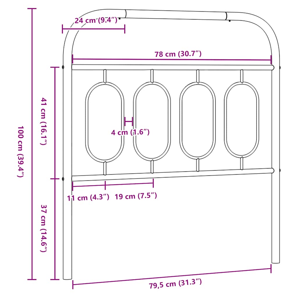 vidaXL Metal Replace Headboard White 80 cm