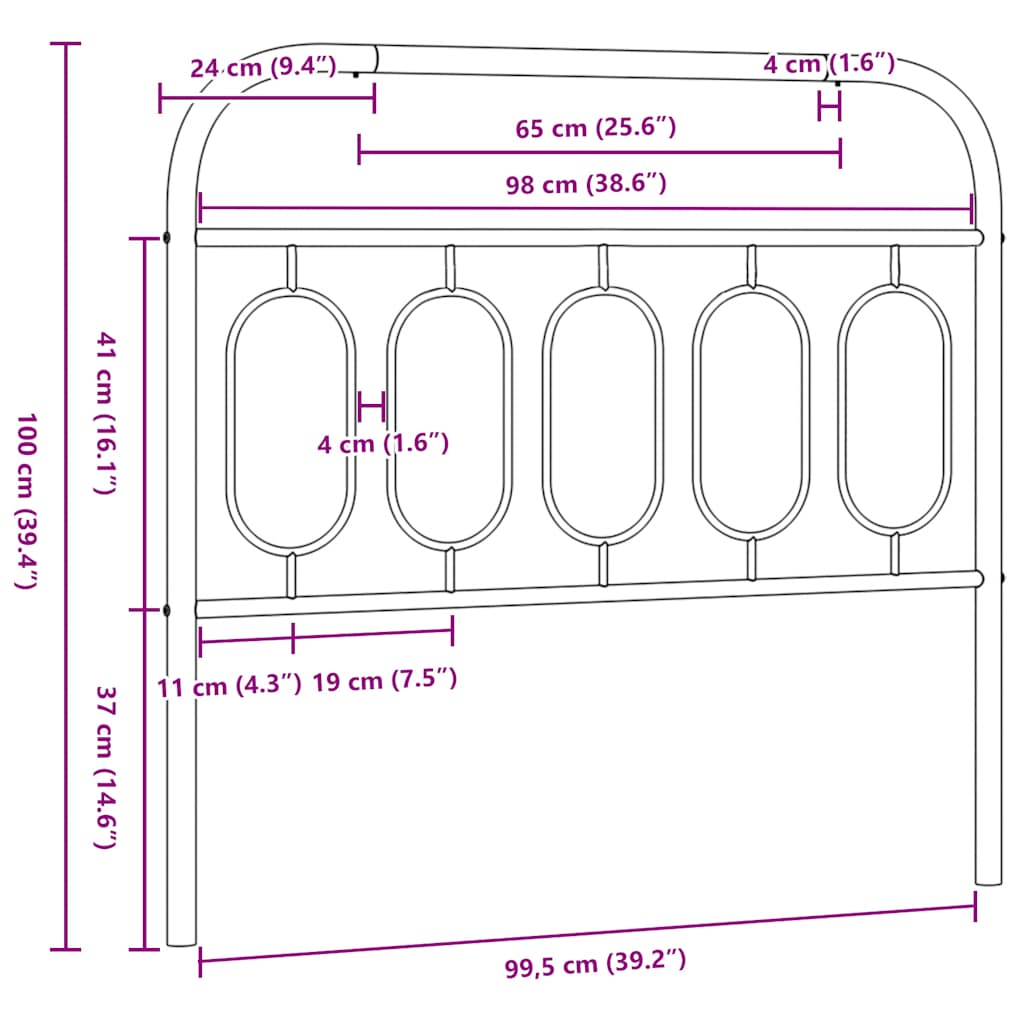 vidaXL Metal Replace Headboard White 100 cm