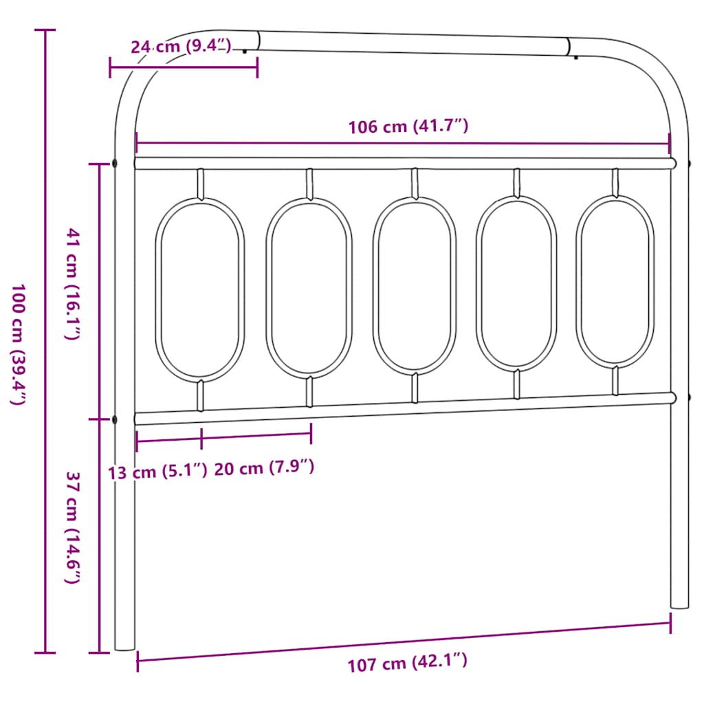 vidaXL Metal Replace Headboard White 107 cm