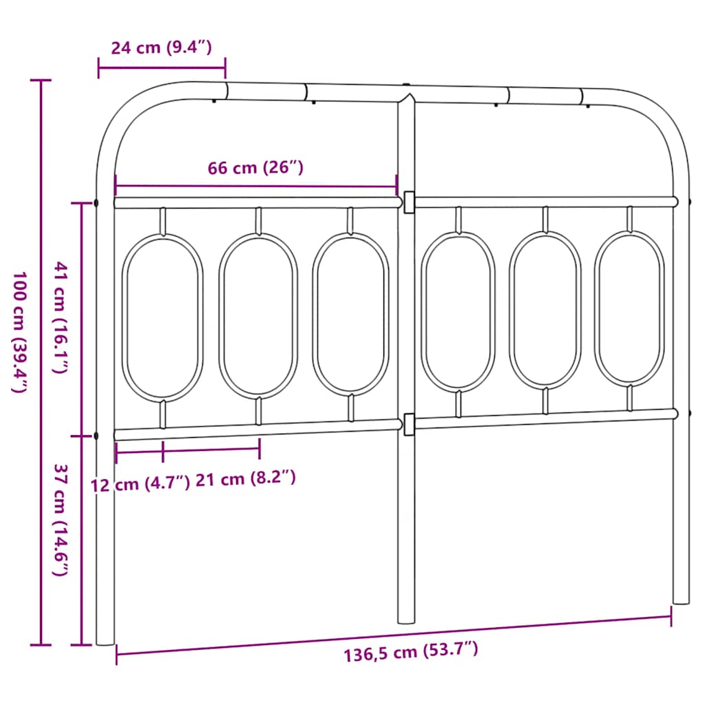 vidaXL Metal Replace Headboard White 137 cm
