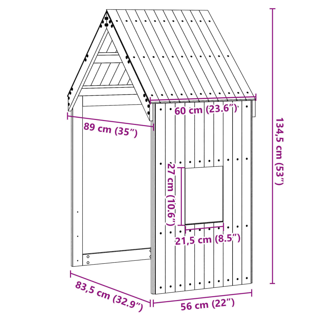 vidaXL Kids' Bed Roof 60x89x134.5 cm Solid Wood Pine