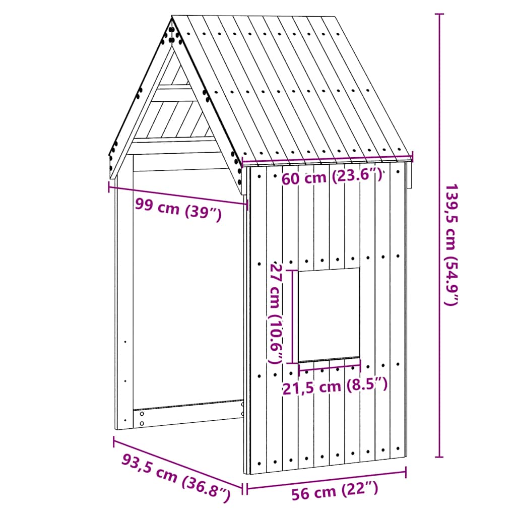 vidaXL Kids' Bed Roof 60x99x139.5 cm Solid Wood Pine