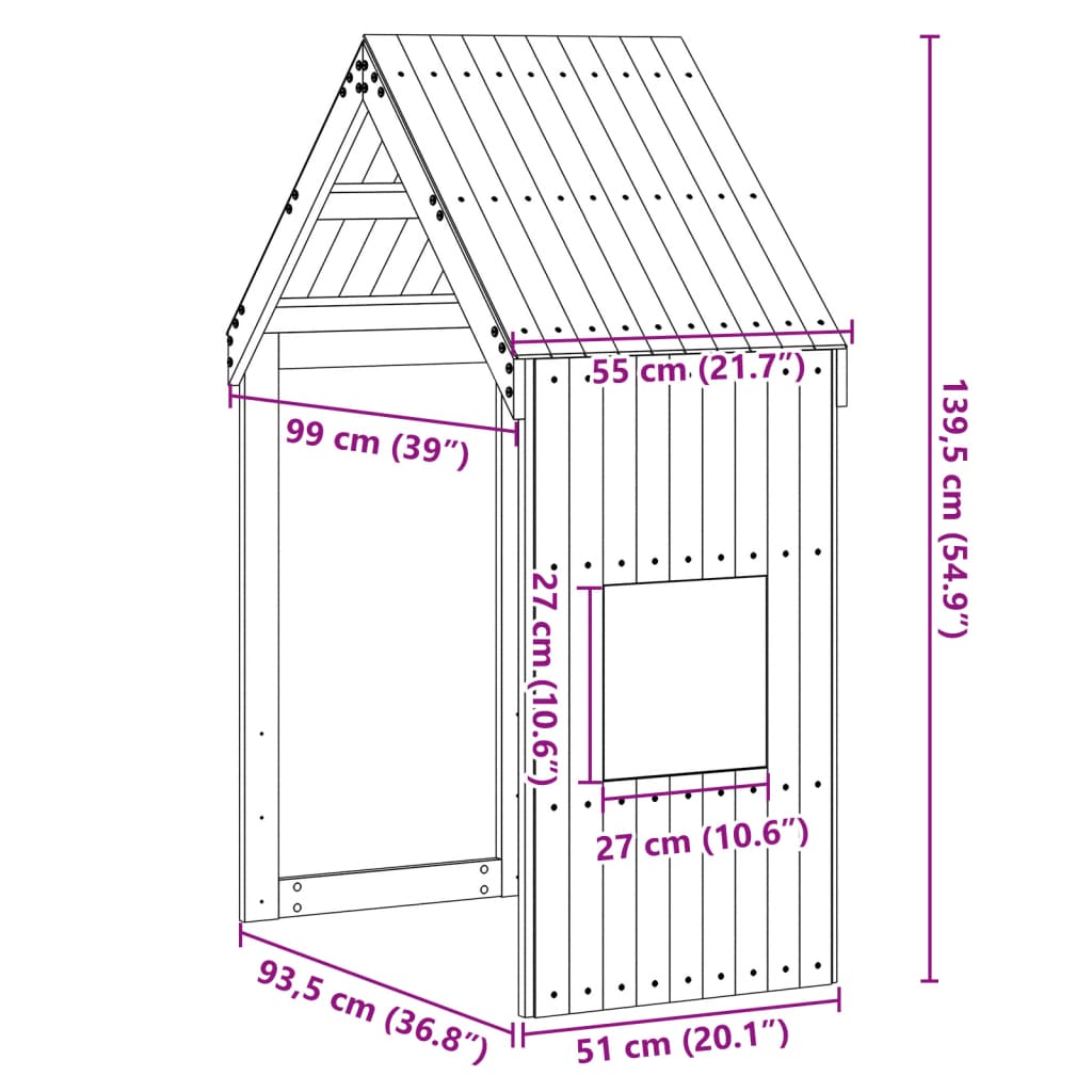 vidaXL Kids' Bed Roof White 55x99x139.5 cm Solid Wood Pine