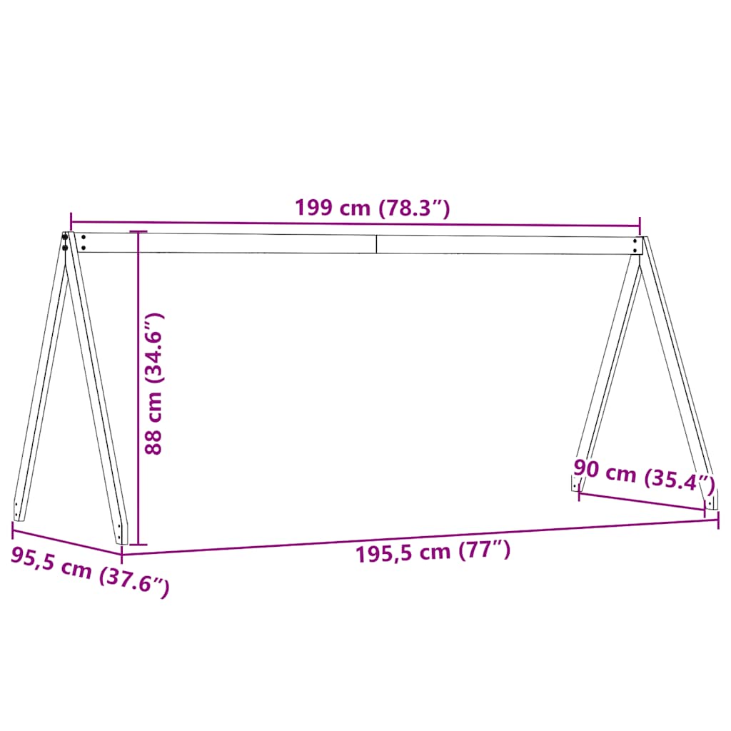 vidaXL Kids'Bed Roof White 199x95,5x88 cm Solid Wood Pine