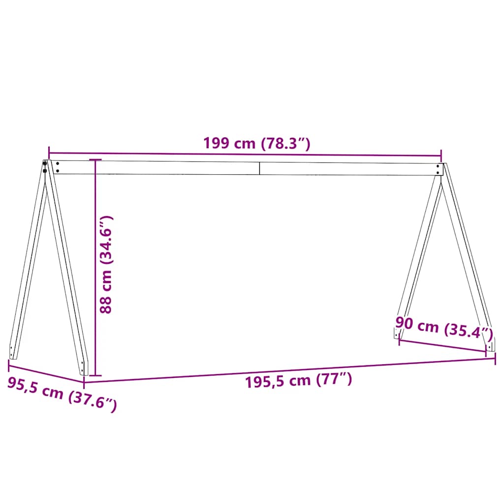 vidaXL Kids'Bed Roof Wax Brown 199x95,5x88 cm Solid Wood Pine